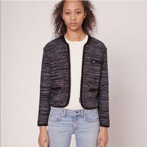 rag&bone Rosalie Cropped Zip-Front Sweater Jacket